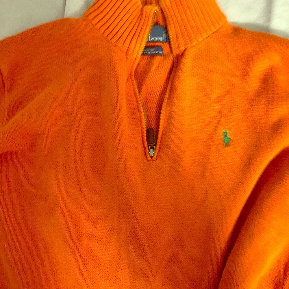 Large Orange Ralph Lauren quarter zip sweater